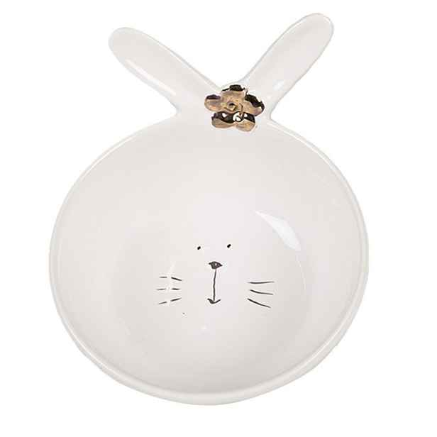 Bílá porcelánová miska s králičími oušky Rabbit - 13*11*8 cm / 200 ml Clayre & Eef