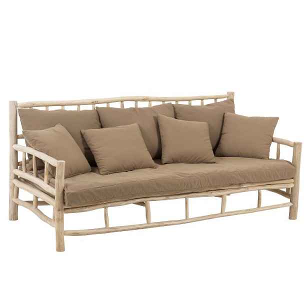 Hnědá 3-místná dřevěná pohovka Teak  - 200*100*93 cm J-Line by Jolipa