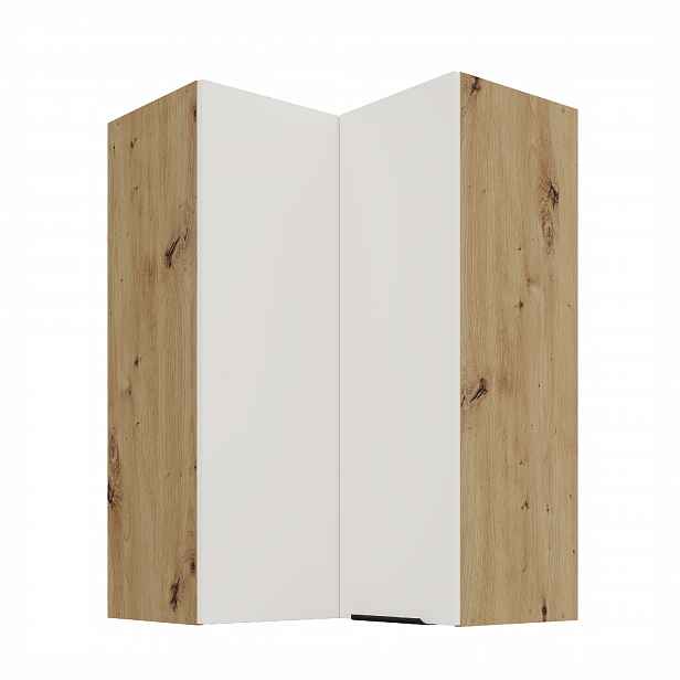 Horní rohová skříňka Aria 60x60 GN-90 2F (90°) Barva korpusu: Dub artisan, Barva dvířek: WH - Crystal white AFM