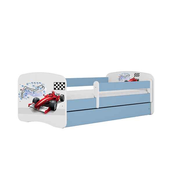 Kocot kids Dětská postel Babydreams formule jedna modrá, varianta 70x140, se šuplíky, bez matrace