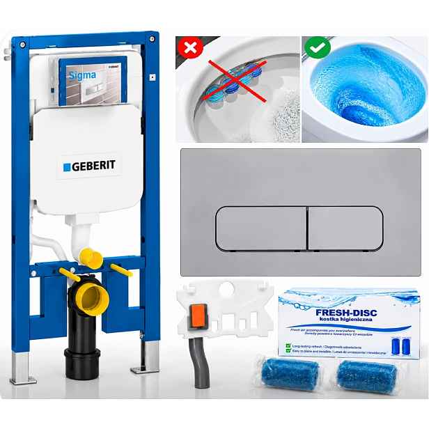 Rám pro Wc Geberit Duofix Slim 8 cm UP720 tlačítko chrom Moha Fresh-disc