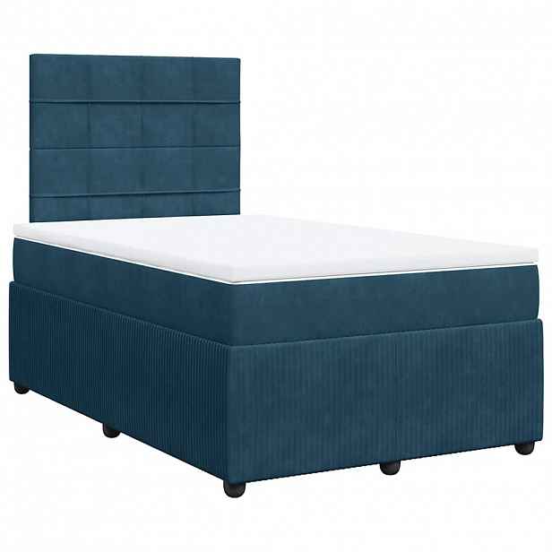 vidaXL Box spring postel s matrací tmavě modrá 120 x 200 cm samet