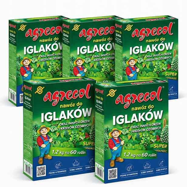 5 x Hnojivo pro jehličnany a stromy okrasných keřů 1,2 kg, rychlý růst barvy