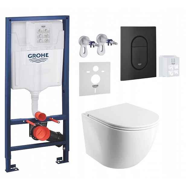 Grohe Wc stojan Rapid s mísou Spmwbp Tornado a tlačítkem černý mat