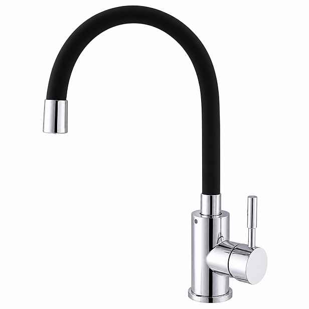 MIXXUS SUS-011 CHROME REFL.BLACK stojánková dřezová baterie, flexibilní ramínko, černá/chrom