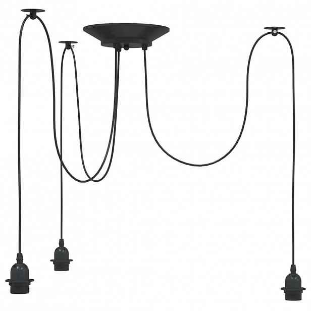 vidaXL Závěsné svítidlo se 3 držáků lamp E27 černé metal