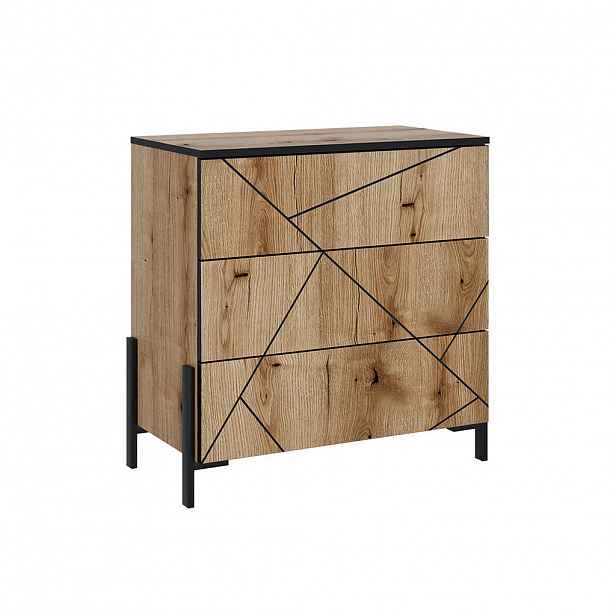 Vicco KREDENC Hatto Dub 78 x 76.8 cm se 3 zásuvkami
