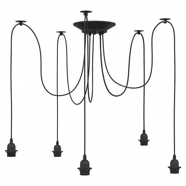 vidaXL Závěsné svítidlo se 5 držáků lamp E27 černé metal