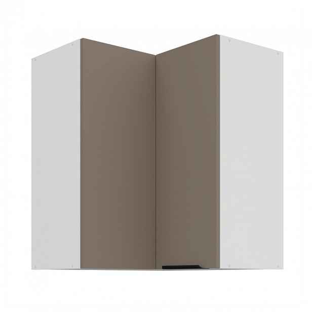 Horní rohová skříňka LUNARA 2 - 60x60 cm, tmavě béžová / bílá