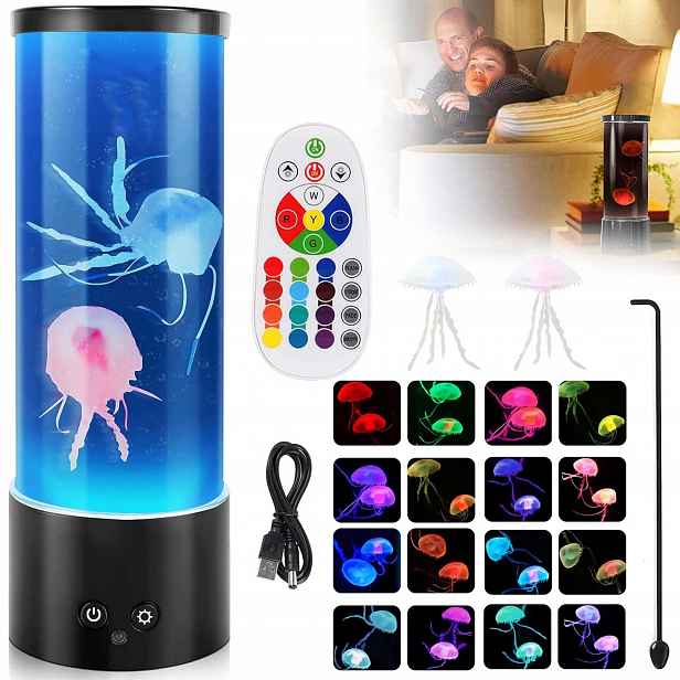 Lampa Medúza Láva 17 Rgb Ledová Medúzy Plovoucí Lampička Barevná Halloween