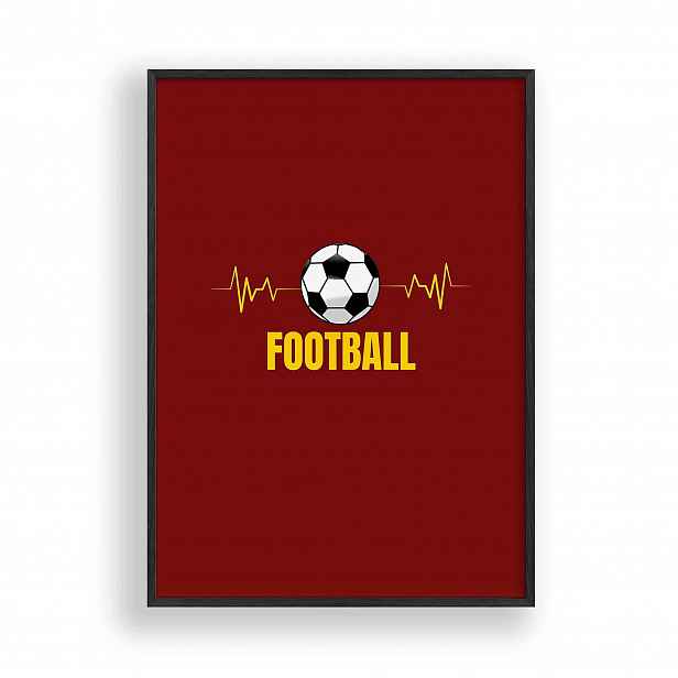 Obraz Football Heartbeat Fotbal Rámeček Dřevěný Černý 30x42 cm