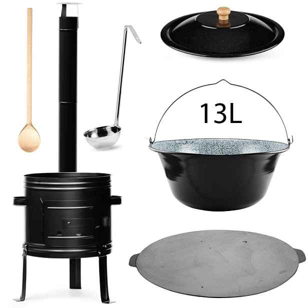 Perfect Home PL-Set-64 Kotlíková souprava 13L, 6ks – kotlina/kotlík/poklice/vařečka/naběračka/deska
