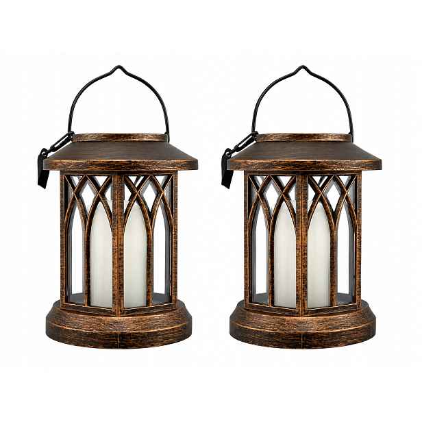 Solární lampa stojící, závěsná, černá, realistické plameny, 15,8 cm, 2 ks
