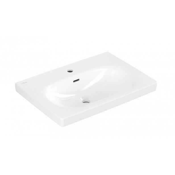 Villeroy & Boch Skyla - Umyvadlo 65x46 cm, s přepadem, otvor pro baterii, CeramicPlus, Stone White 5A5165RW