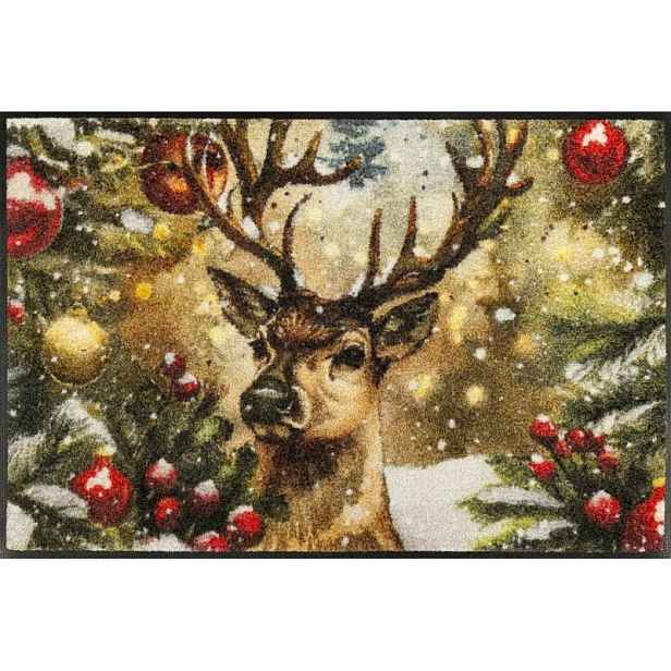 Vstupní rohožka pro praní |Wash+Dry|Festive Spirit Jelen 50x75 cm