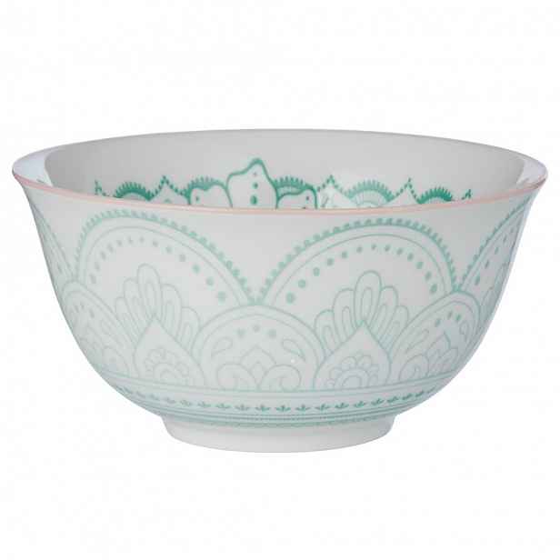 Butlers ORNAMENTS Miska 520 ml - bílá/zelená