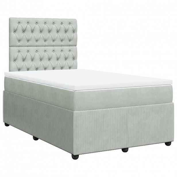 vidaXL Box spring postel s matrací světle šedá 120 x 200 cm samet