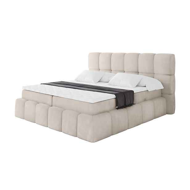 ALTDECOR KONTINENTÁLNÍ POSTEL s matrací H3 - AURI - 200x200 cm Béžová