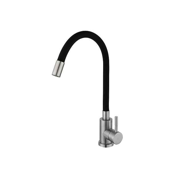 MIXXUS SUS-011 REFL.BLACK stojánková dřezová baterie, flexibilní ramínko, černá/nerez