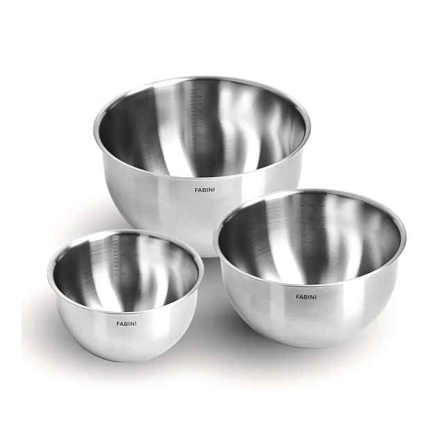 Nerezové mísy v sadě 3 ks ve stříbrné barvě ø 24 cm Lucca 3.0 – FABINI