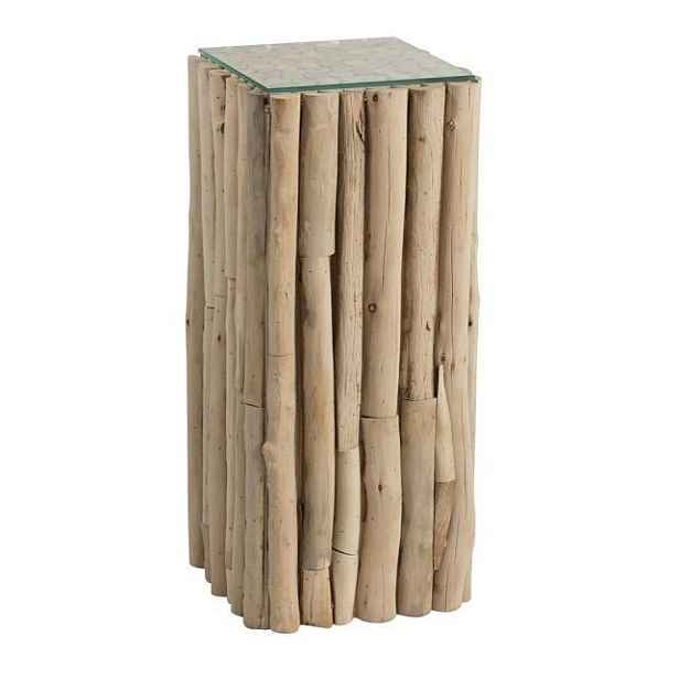 Odkládací dřevěný stolek se skleněnou deskou Branch - 33*33*75cm J-Line by Jolipa