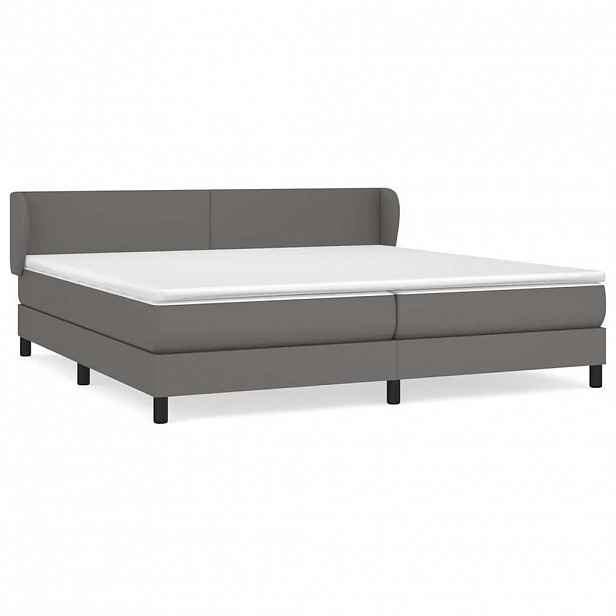vidaXL Box spring postel s matrací šedá 200x200 cm umělá kůže