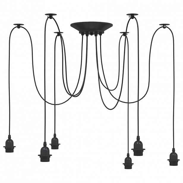 vidaXL Závěsné svítidlo se 6 držáků lamp E27 černé metal