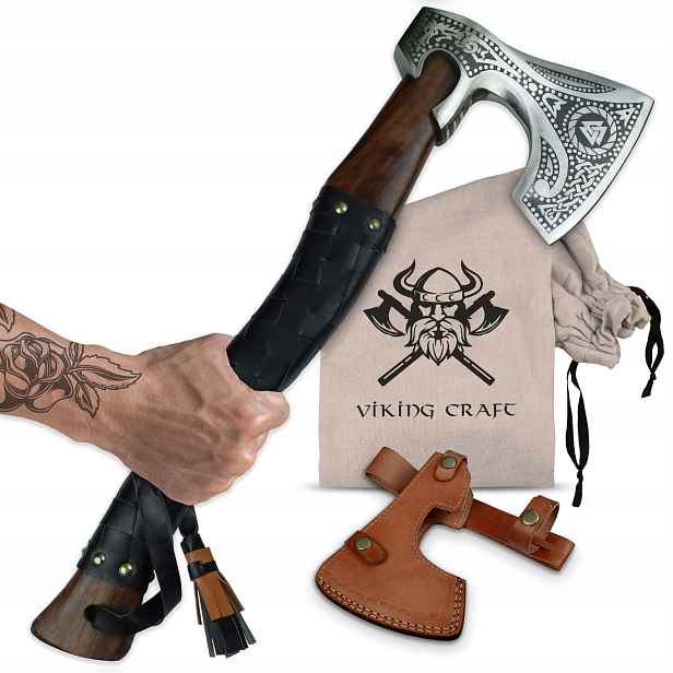 Viking Craft vikingská sekera gravírovaná, dekorativní, 50 cm