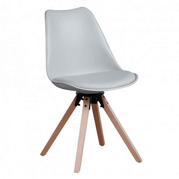 Jídelní židle ETOSA ekokůže / plast / dřevo Tempo Kondela Světle šedá