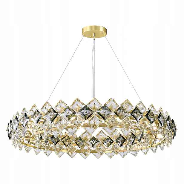 Závěsná lampa Zlaté krystaly 6x E14 Glamour Moderní 62 cm Toolight