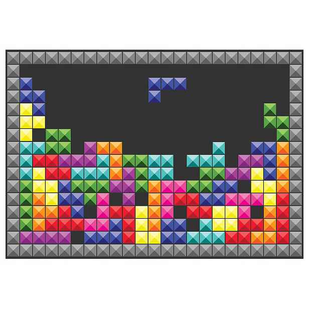 Fototapeta Tetris Barevná geometrie na šedém pozadí 254 x 184 bloků lepidlo