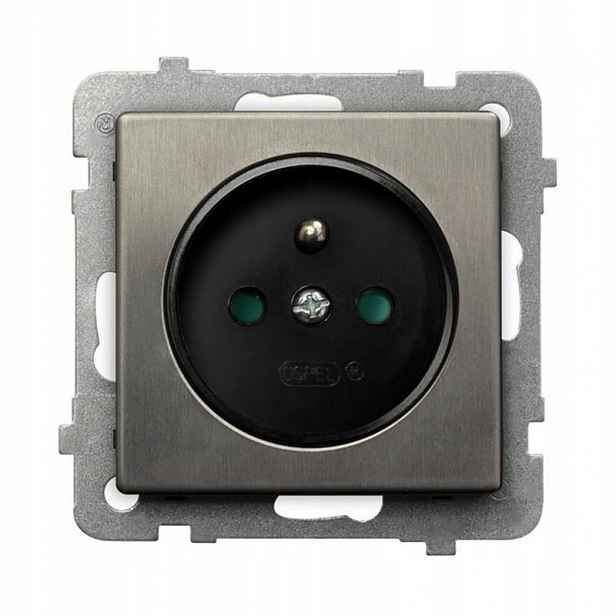 Ospel Sonáta ocel inox jednonásobná zásuvka (+0) se clonami GP-1RMZP/m/3