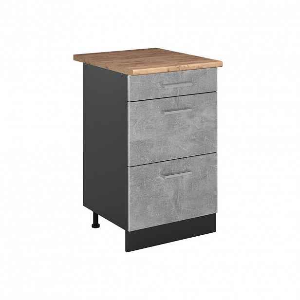 Vicco SPODNÍ SKŘÍŇKA KUCHYŇSKÉ LINKY R-Line, Beton/Antracit, 50 cm pracovná doska Dub Goldkraft
