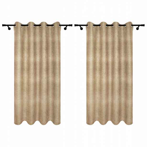 Záclony Na Průchodkách S Lněným Vzorem 140x240 CM 2 Kusy Béžová