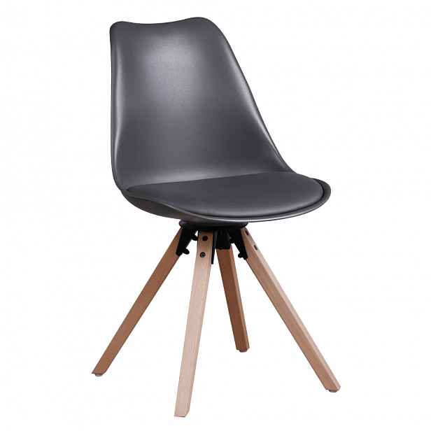 Jídelní židle ETOSA ekokůže / plast / dřevo Tempo Kondela Tmavě šedá
