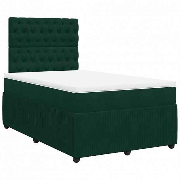 vidaXL Box spring postel s matrací tmavě zelená 120 x 200 cm samet
