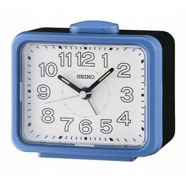 Modrý Budík Seiko QHK061L Hlasitý Alarm Tichý Mechanismus 11x8,5 cm