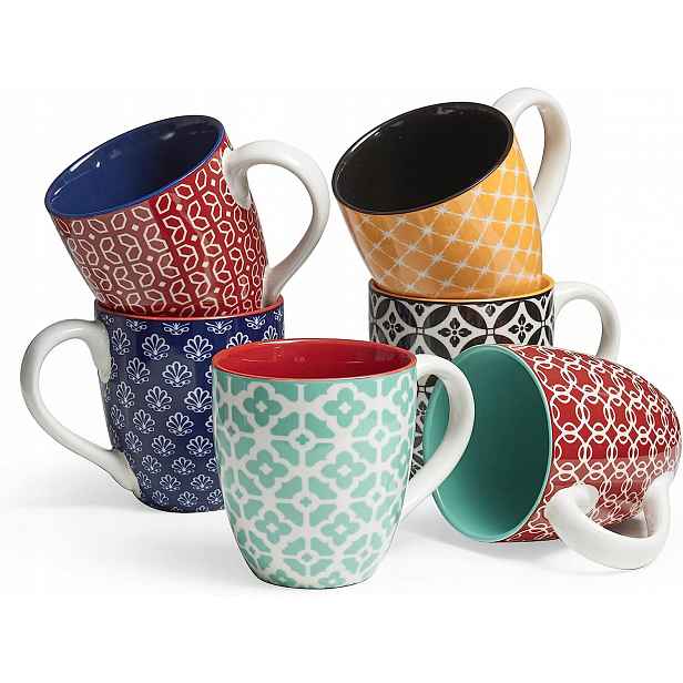 Sada šálků na kávu, 6 x 560 ml, porcelánové hrnky, v čínském stylu