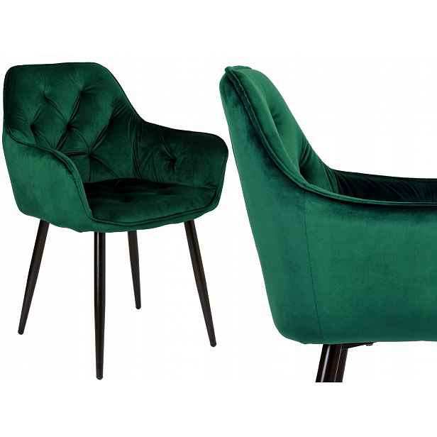 Velurové křeslo Nevada Velvet tmavě zelené