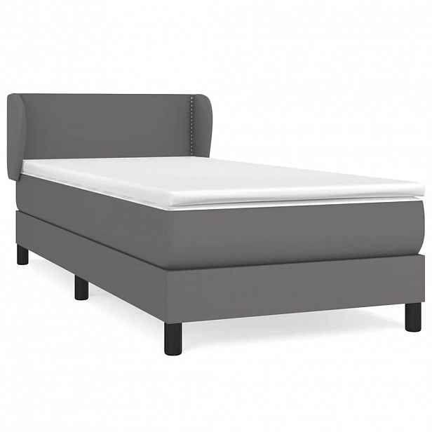 vidaXL Box spring postel s matrací šedá 80 x 200 cm umělá kůže