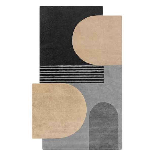 Černo-šedý ručně tkaný vlněný koberec 150x240 cm Lozenge Monochrome – Flair Rugs