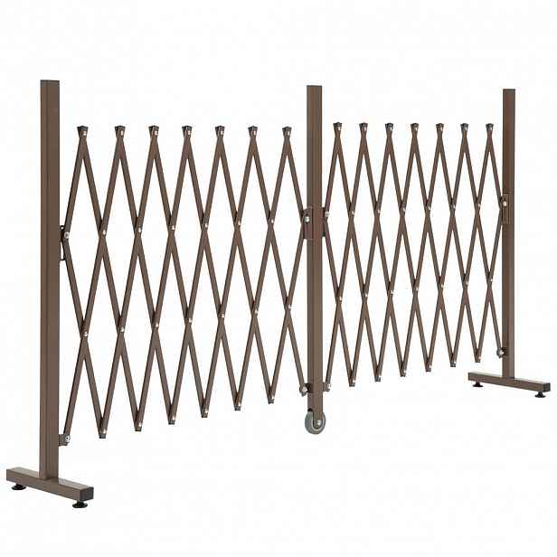 Outsunny ZAHRADNÍ PLOT, hliník, železo, tmavě hnědý, 103,5V x 52–405D cm