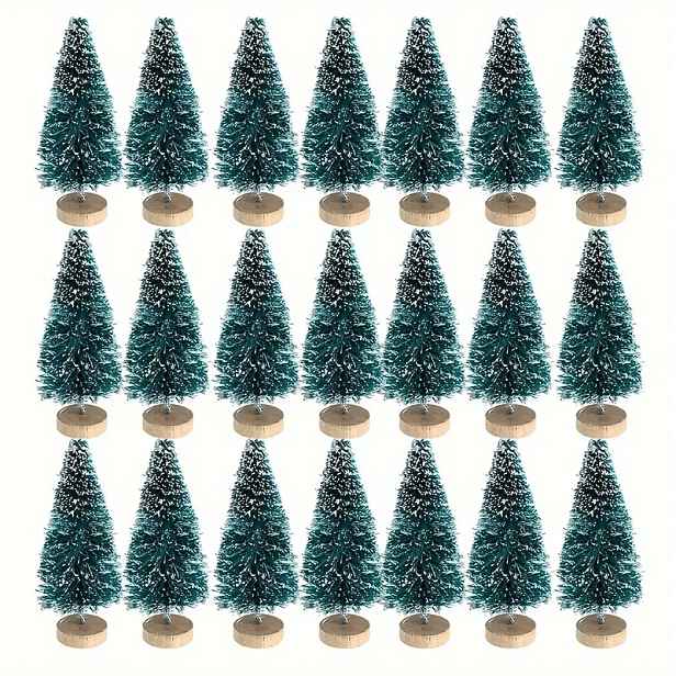 TEMU 36 ks mini stromků zakrytých sněhem o velikosti 5 cm / 1,968 palce, ideální pro zimní dekorace. Tyto stromky z zeleného kartáčového materiálu