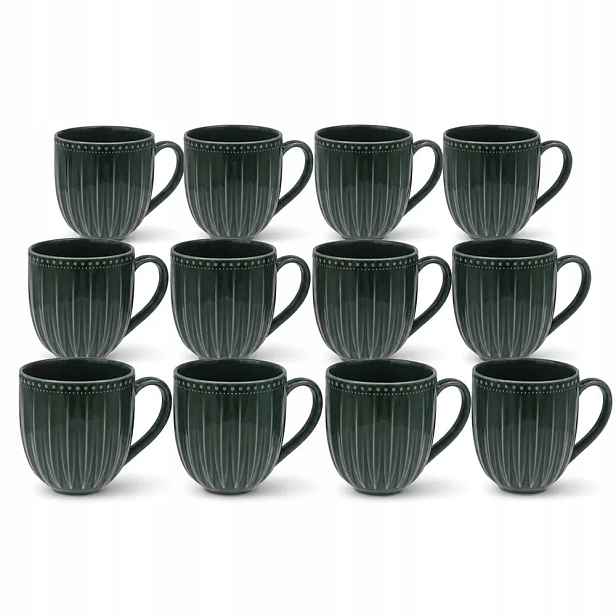 Keramické hrnky Zelené 400 ml Sada 12 kusů na čaj Mosaique Olive