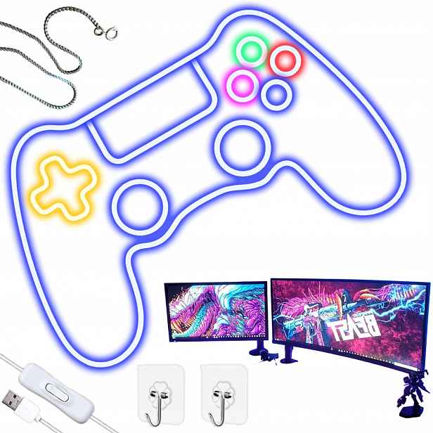 Neon Na Zeď Led Na Noční Lampa Pad Game Gamepad Dekorace Gamera