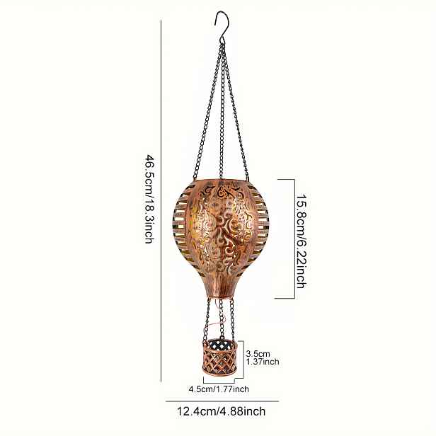 TEMU Solární retro lampa ve tvaru balónku s kolibříkem a lampa s plamenem, s efektem blikajícího plamene - dekorativní plastová , 300mAh niklová