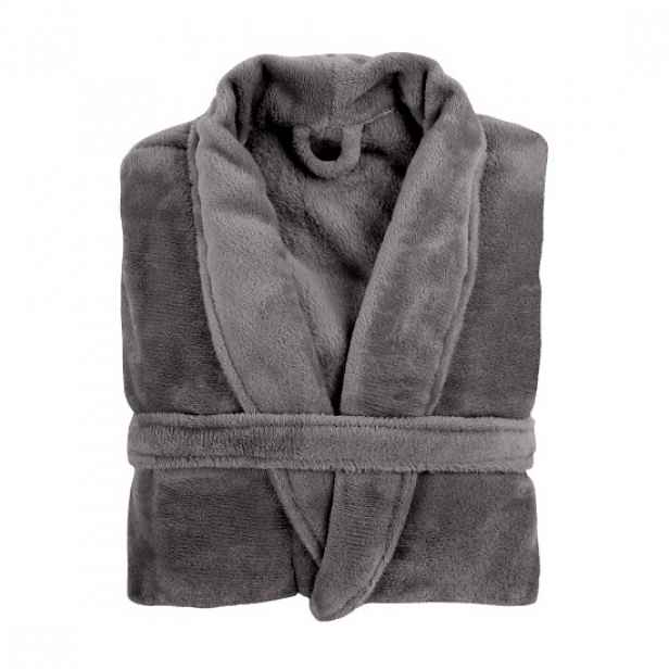 Unisex župan, z mikroflanelu, velikost S/M, "Cosy", Grey - Tiseco