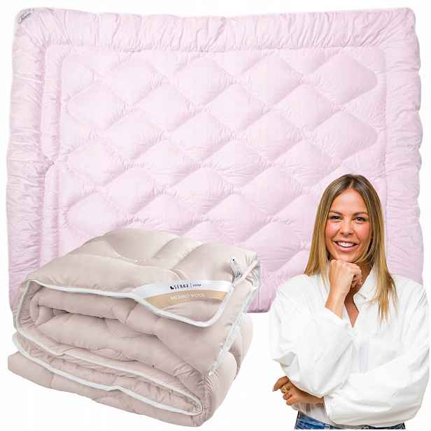 Vlněná přikrývka 155x200 Merino Wool růžová 100% přírodní ovčí vlna