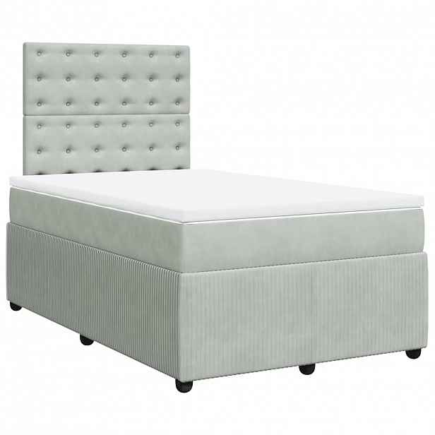 vidaXL Box spring postel s matrací světle šedá 120 x 200 cm samet