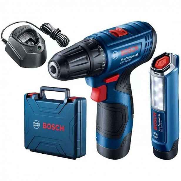 Bosch - 12V AKU vrtací šroubovák, 2x aku 2,0 Ah Li-Ion, nabíječka, svítilna 06019G8004